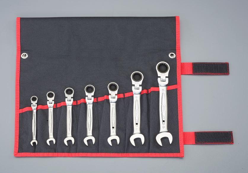 ESCO Combination Gear Wrench (Swivel Type) 7-Piece Set/8-19mm EA614HP-1