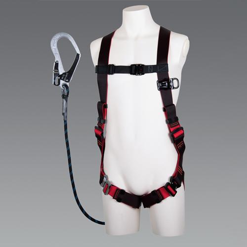 Fall Arrest Device (Full Body Harness with Rope Lanyard) Black φ11mm × 1, 600mm