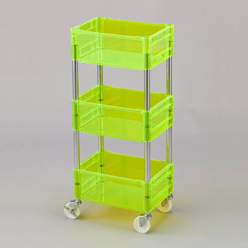 280x390x895mm Container with Casters (3-Tier/Transparent Yellow) Transparent Yellow 280×390×895mm