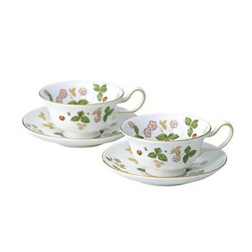 Wedgwood Wild Strawberry Teacup & Saucer Peony Pair Gift Set