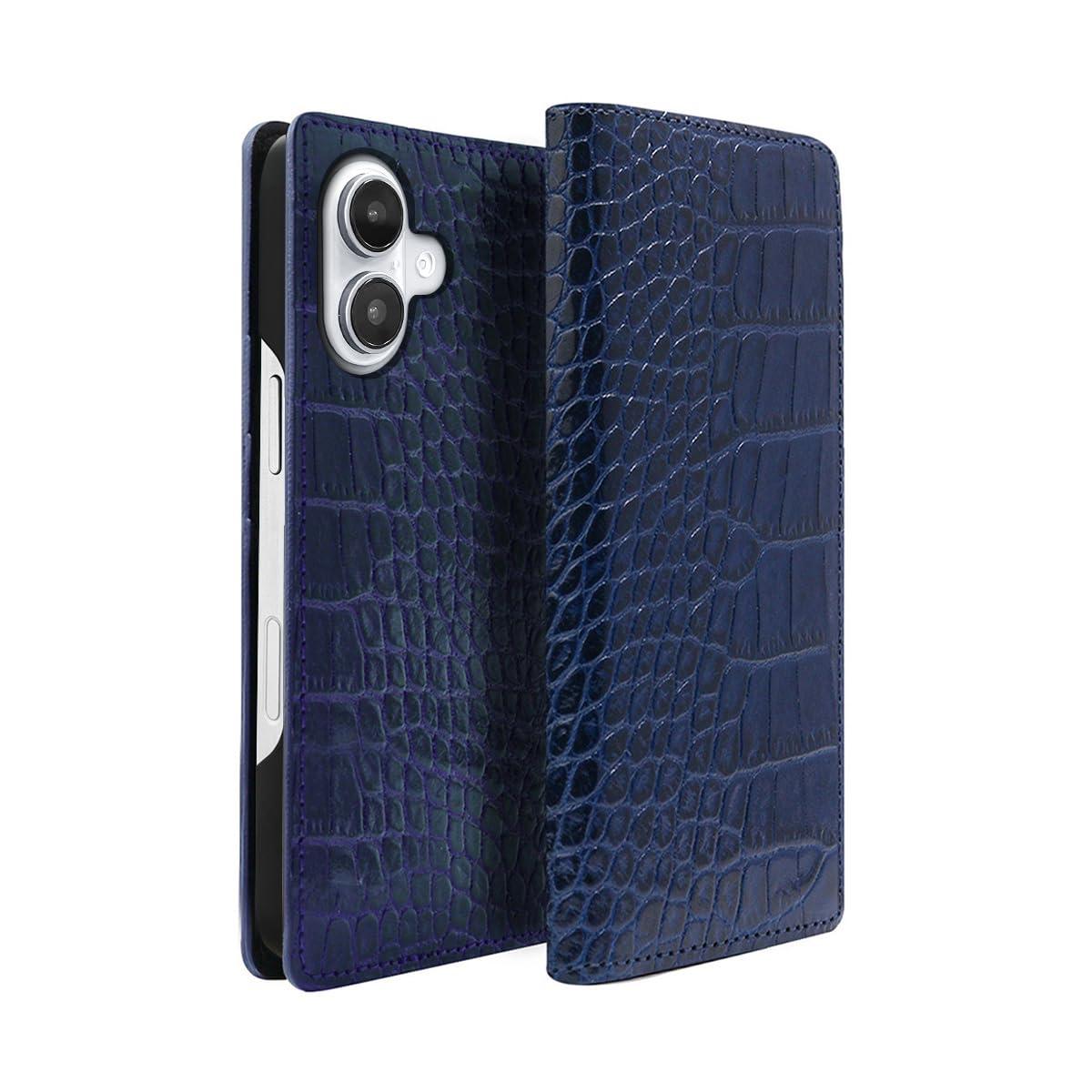 ABBI SIGNATURE iPhone 16 Case Made in Japan Wallet-Style Italian Genuine Leather LIPARI Diary Case MagSafe Compatible [ Vegetable-Tanned Leather Crocodile Embossed Handmade Leather Case Wireless Charging ] iPhone...