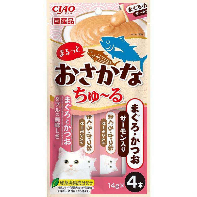 CIAO Whole Fish Churu Tuna & Bonito with Salmon 14g × 4 sticks
