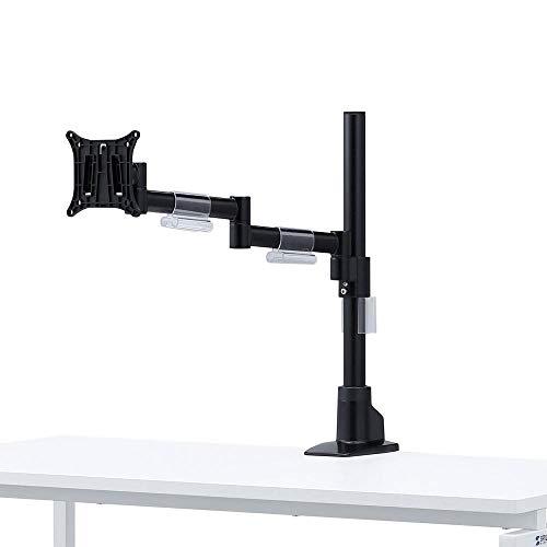 Sanwa Supply Monitor Arm (LCD Display, Single Monitor, Horizontal, Cable Holder Included, Clamp Mount, VESA) CR-LA1501BK