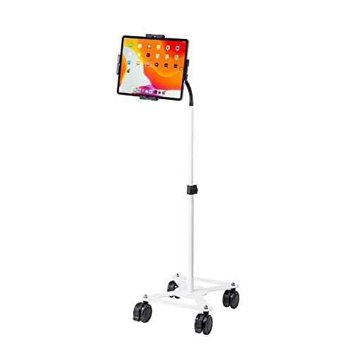 Sanwa Supply iPad/Tablet Stand with Casters (Compatible with 13-inch Models) CR-LASTTAB34W White