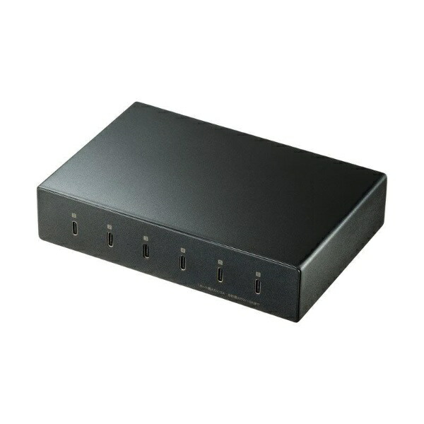 Sanwa Supply USB Type-C Charger (6 Ports, Total 18A, High-Durability Type) ACA-IP81 Black