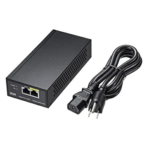 Sanwa Supply PoE Injector (Built-in Power Supply, IEEE802.3bt (60W) Compliant) LAN-GIHINJ5