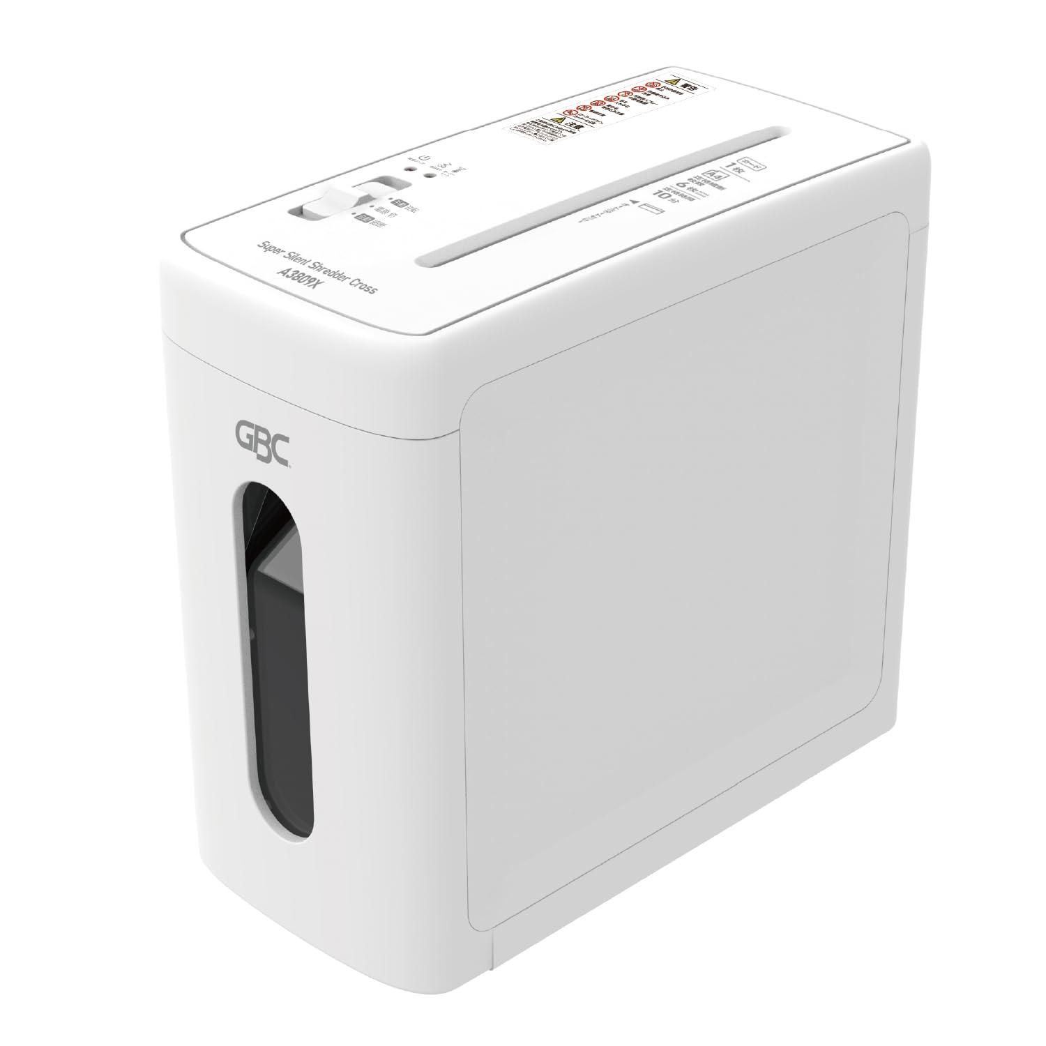 GBC Shredder 38db Super Silent Shredder A3809X Home Use Cross-Cut A4 Shreds Up to 60 Sheets Capacity 9.1L GSHA3809X White