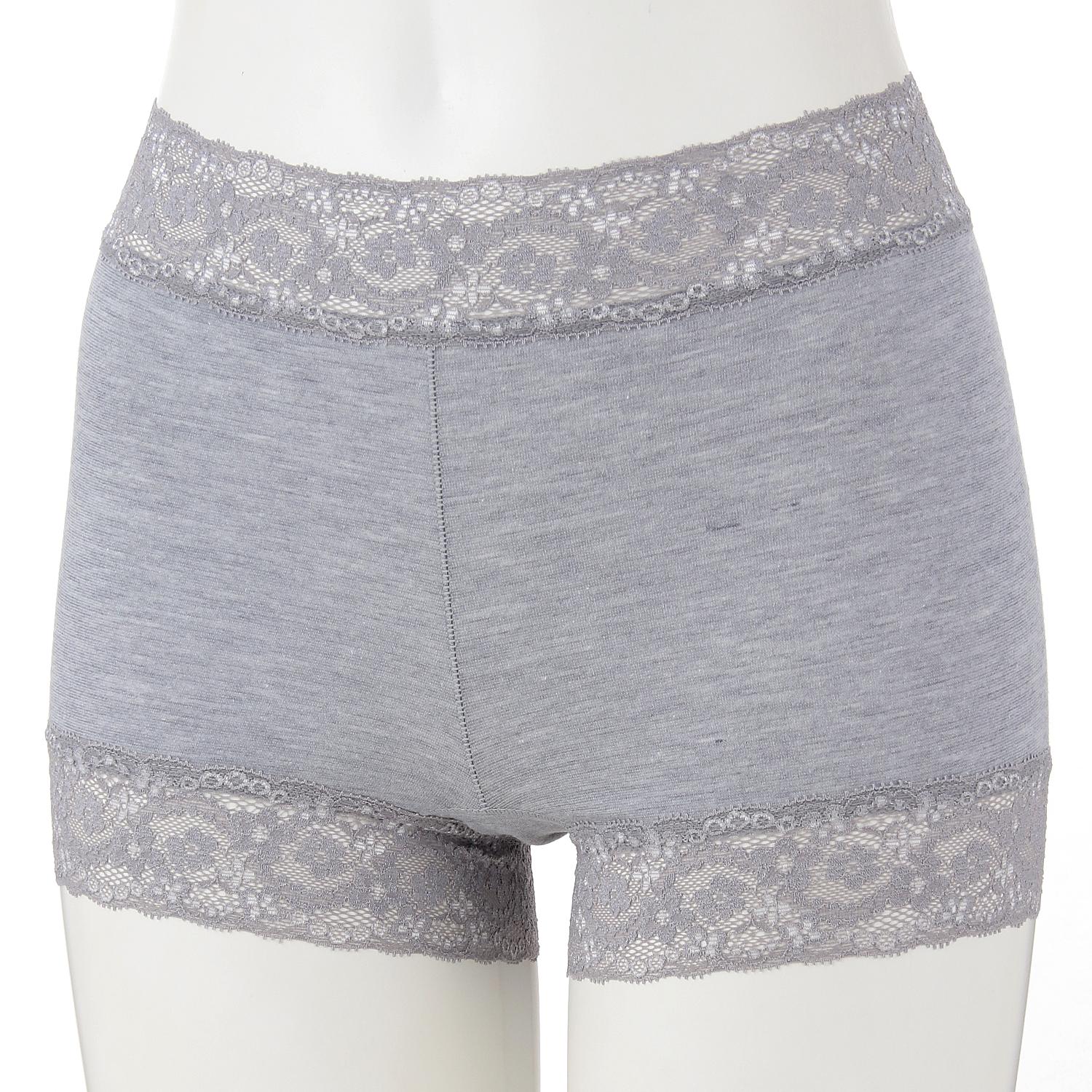 3D Hip-Raising Leg-Lengthening Lace Panties - Gray - M