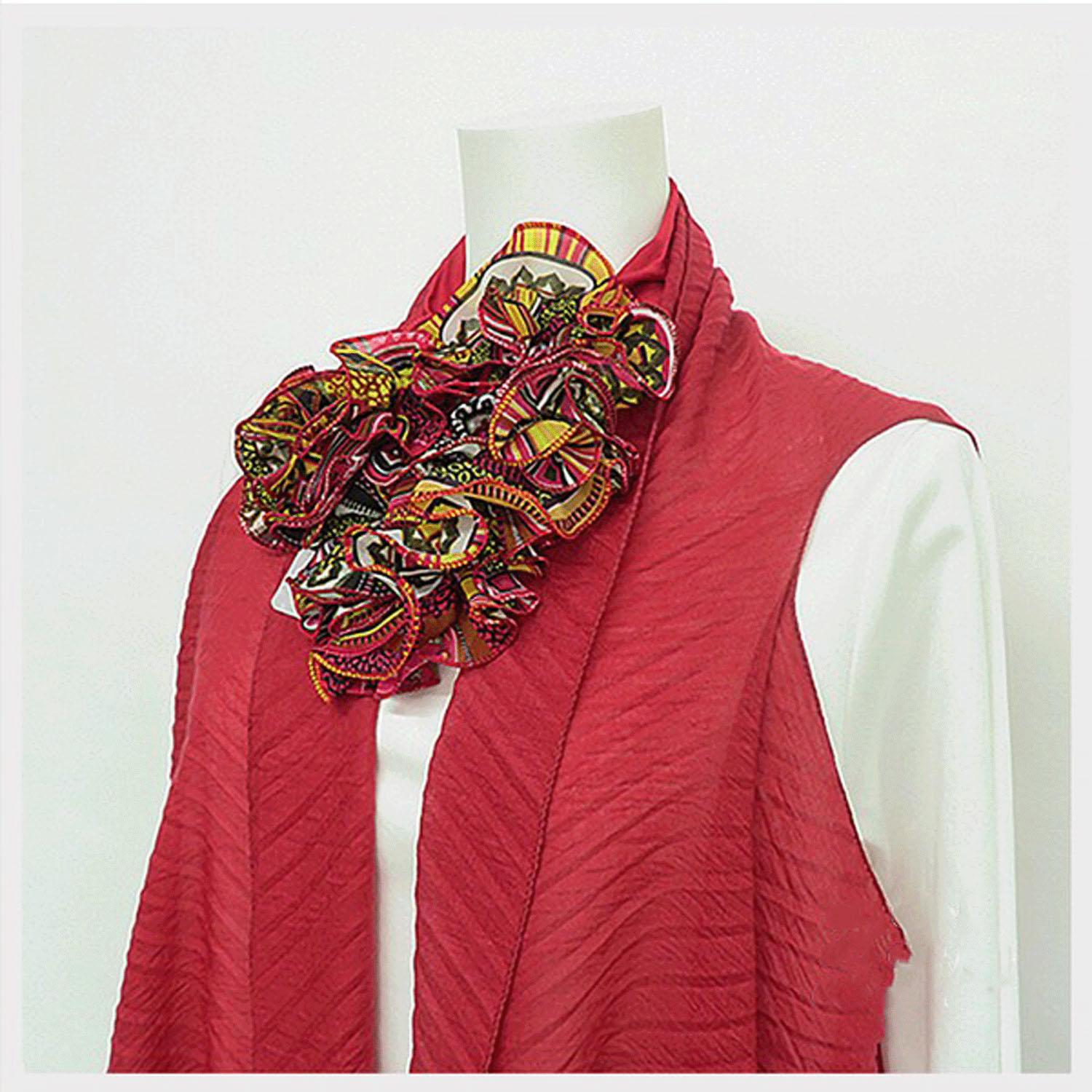 Frill Neck Cover Print Red