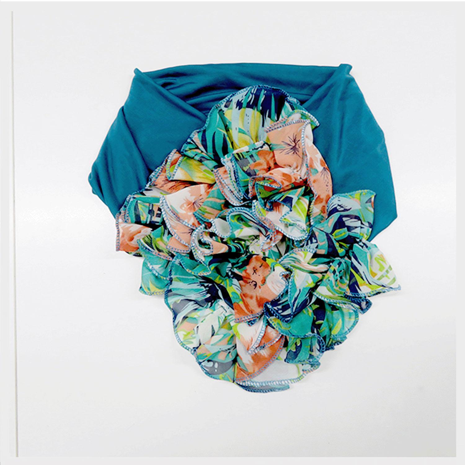 Frill Neck Cover Print Sky Blue