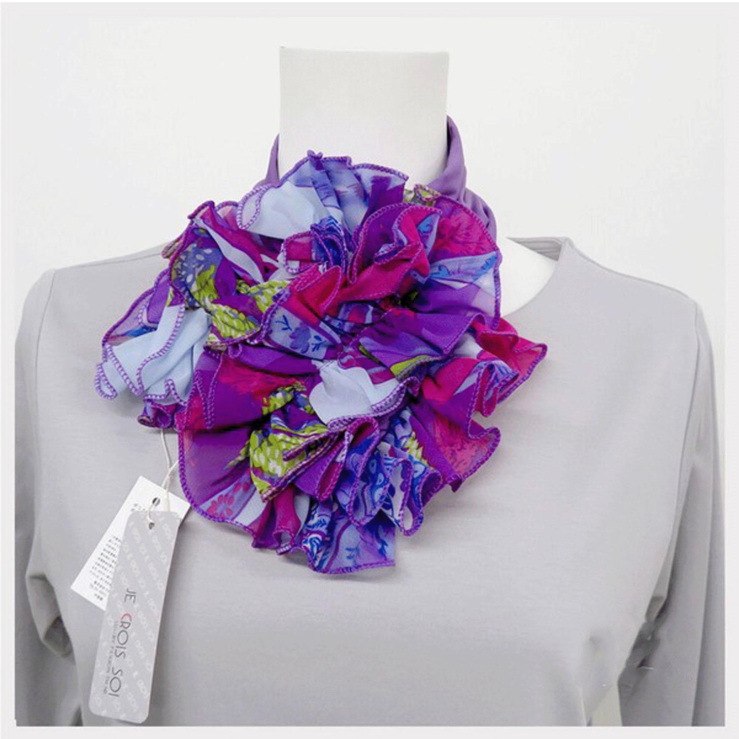Frill Neck Cover Print Purple