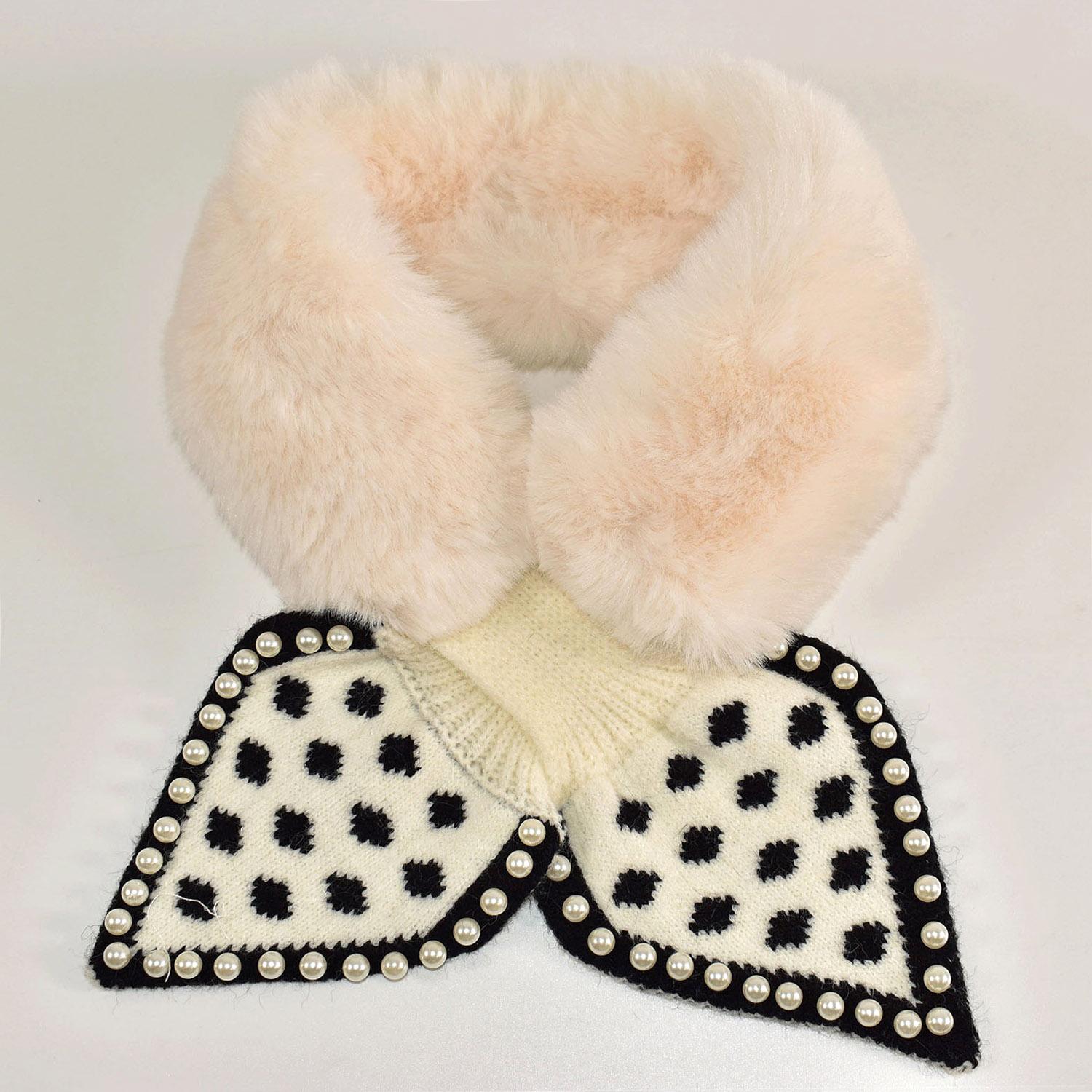 Beaded Knit & Fur Dot Tippet