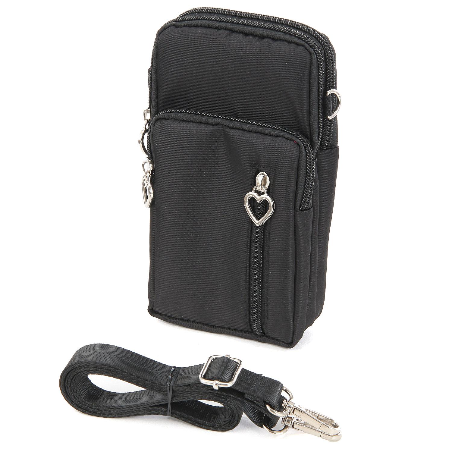 High-Capacity Nylon Mini Shoulder Bag - Black