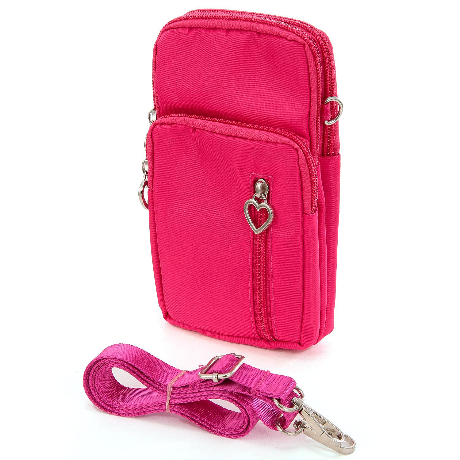 Spacious Nylon Mini Shoulder Bag - Pink