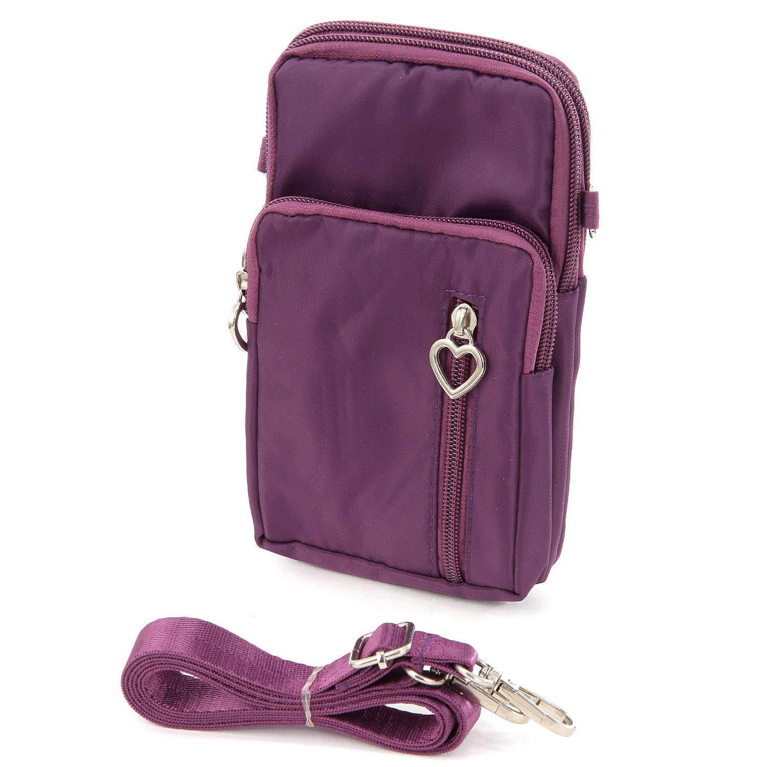 High-Capacity Nylon Mini Shoulder Bag - Purple