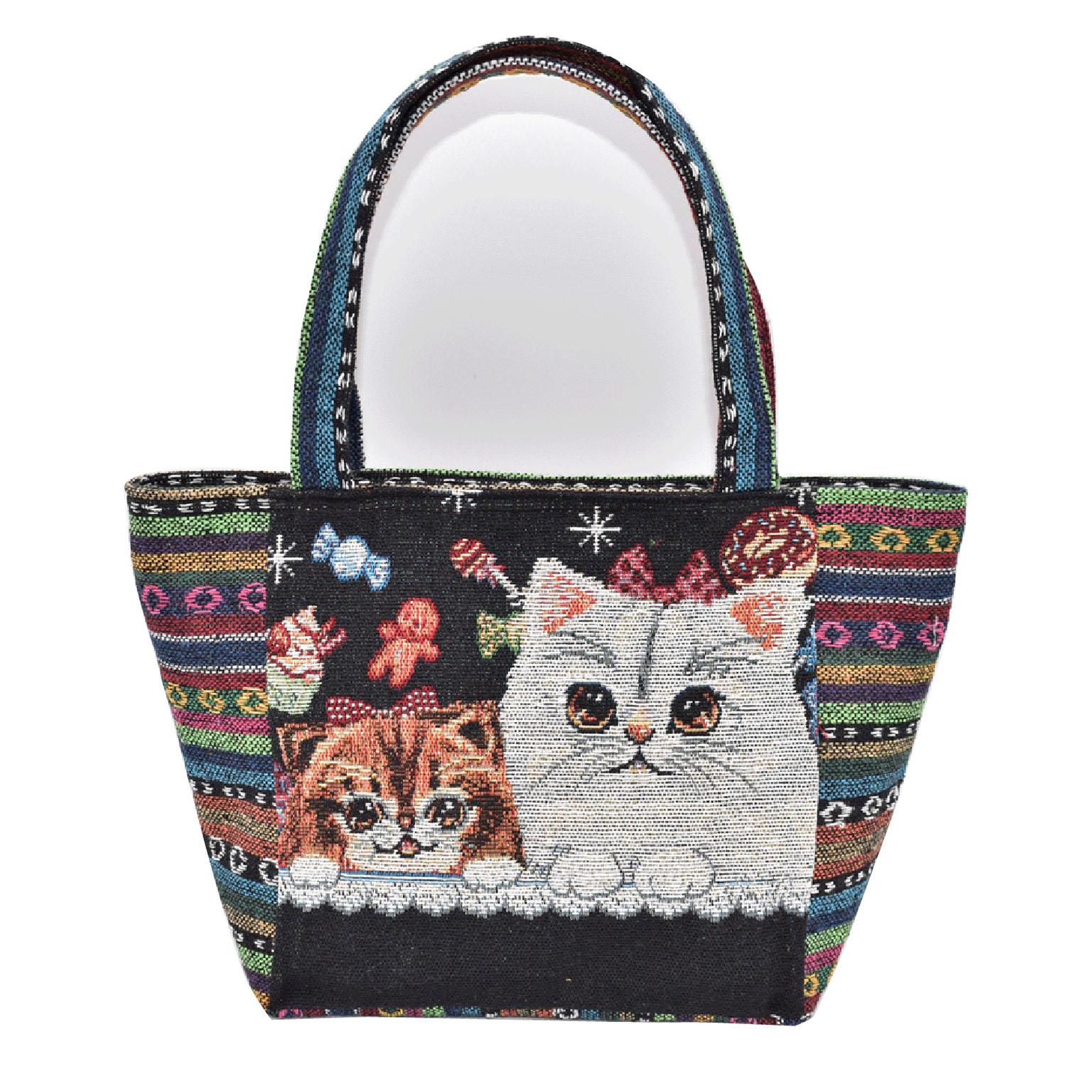Cat Gobelin Boat-Shaped Tote Bag