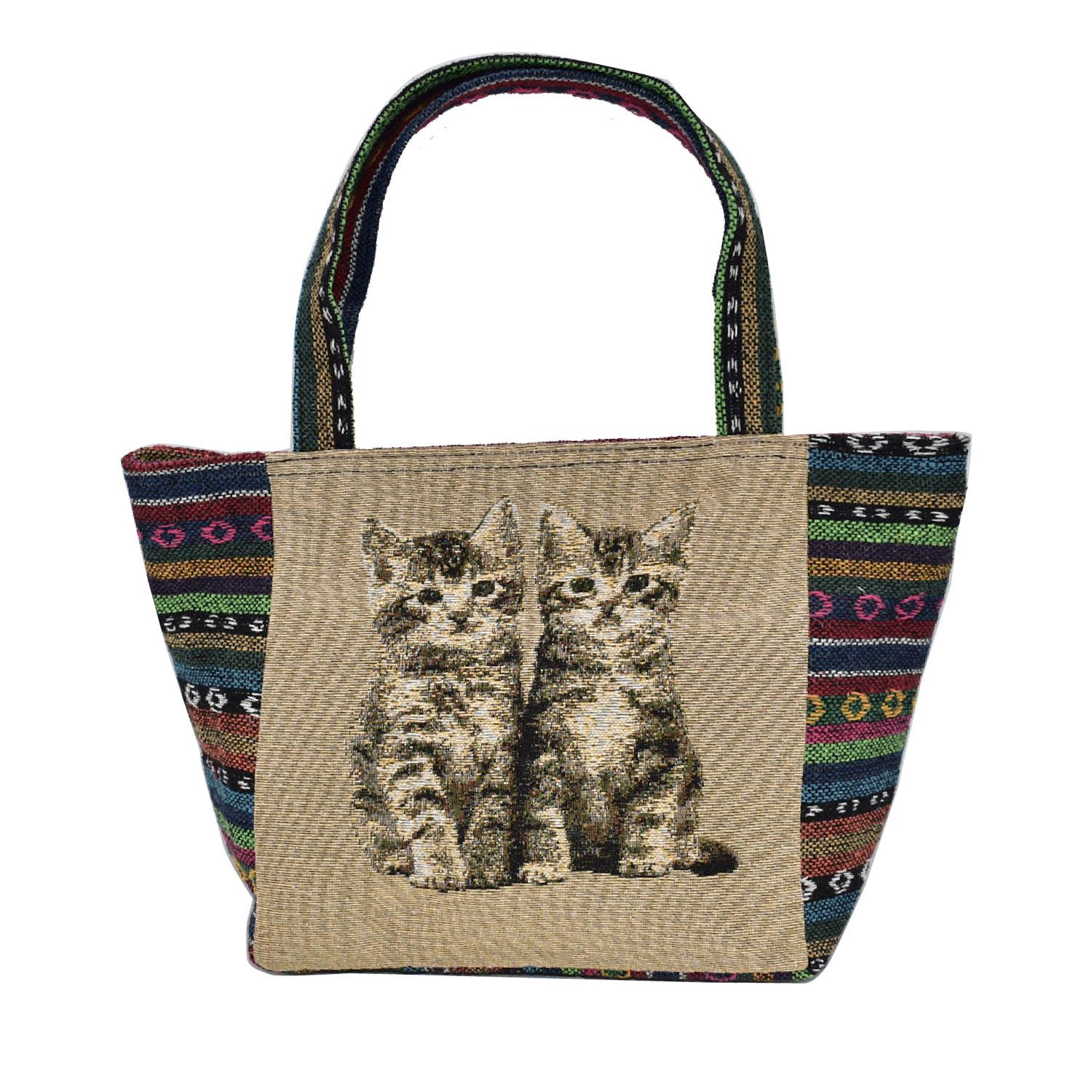 Cat Gobelin Boat-Shaped Tote Bag