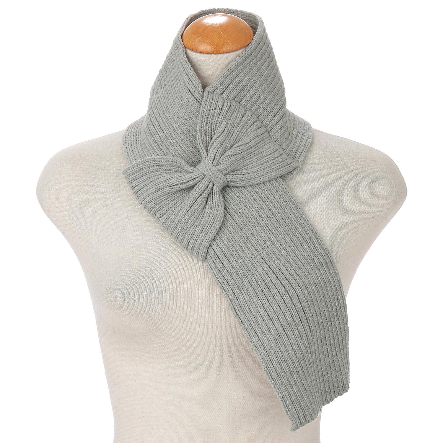 Slip-On Knit Ribbon Loop Scarf 12 Gray