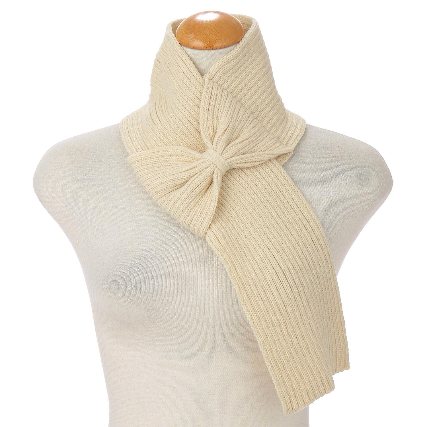 Slip-On Knit Ribbon Loop Scarf 20 Off-White