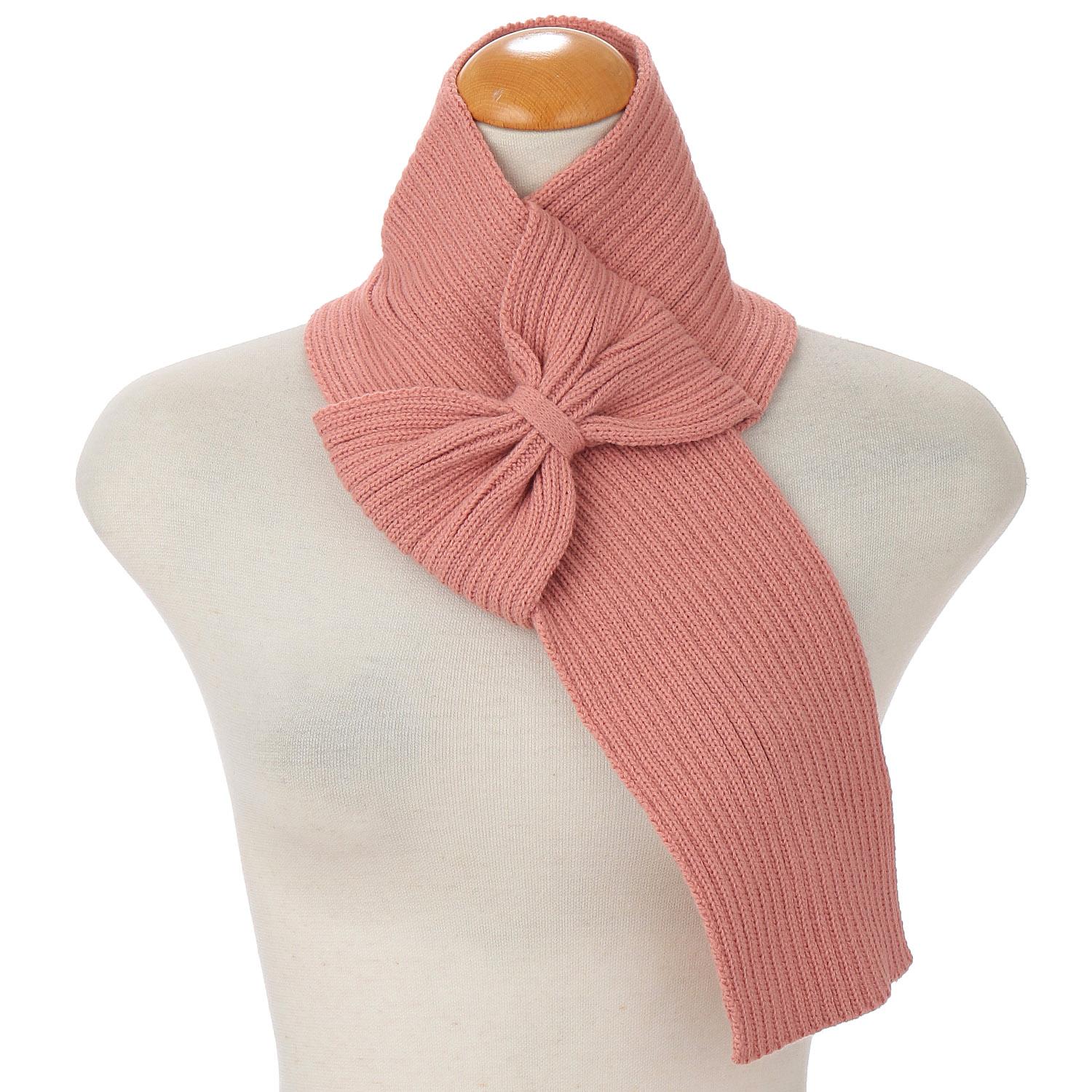 Slip-On Knit Ribbon Loop Scarf 32 Salmon Pink