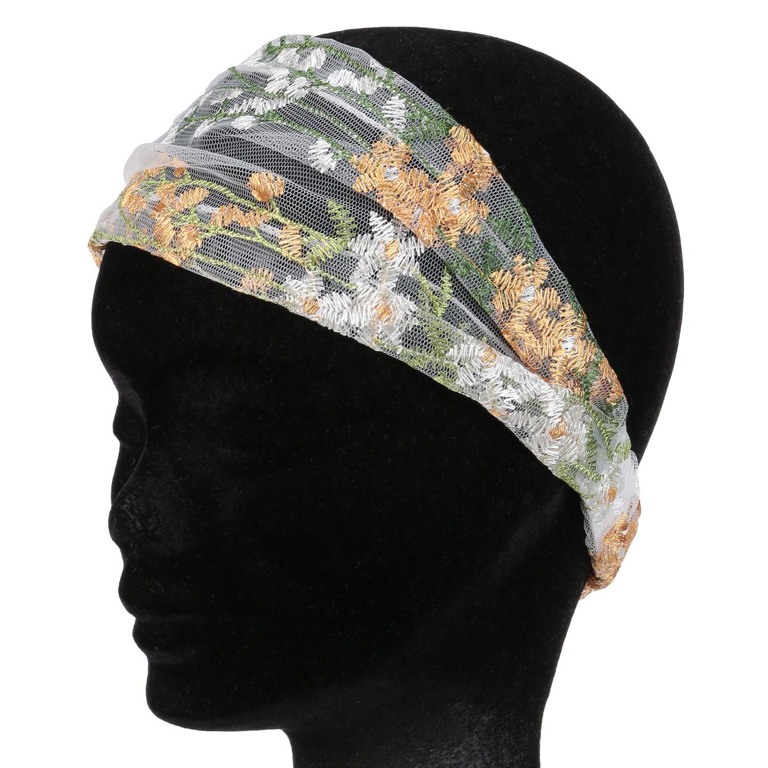 Flower Embroidered Tulle Headband