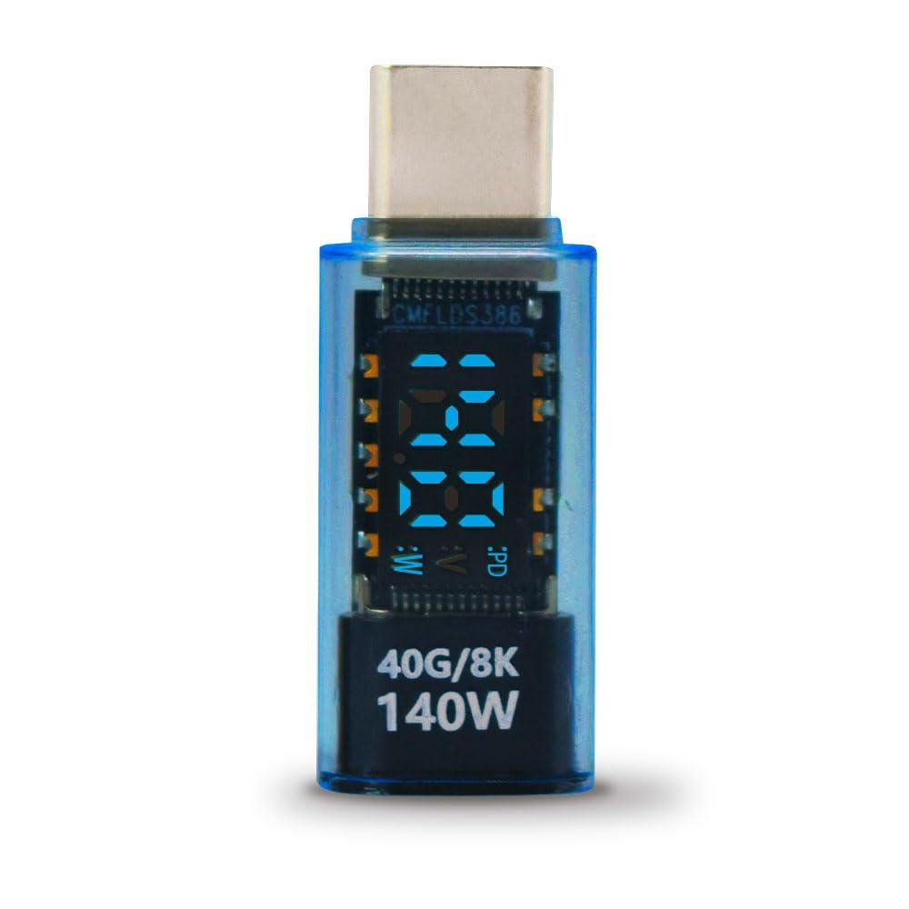 Japan Trust Technology USB4-Compatible TYPE-C Power Display TCTC-DSP Series Skeleton Voltage/Power Meter (Blue)