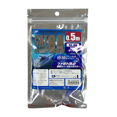 Japan Trust Technology CAT.6A Slim LAN Cable Supports up to 10Gbps (10GBASE-T) 0.5m Blue JTLAN6A-S05BL