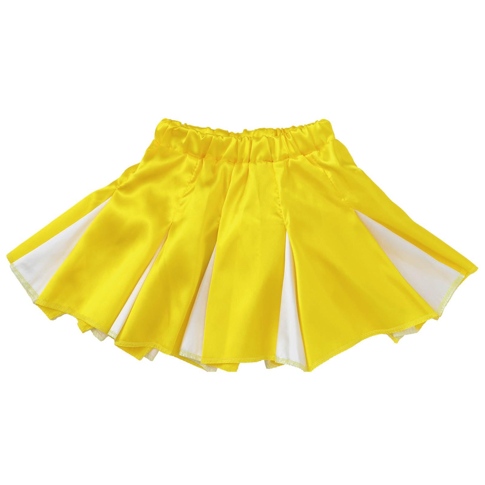 Soft Satin Pleated Skirt Yellow × White