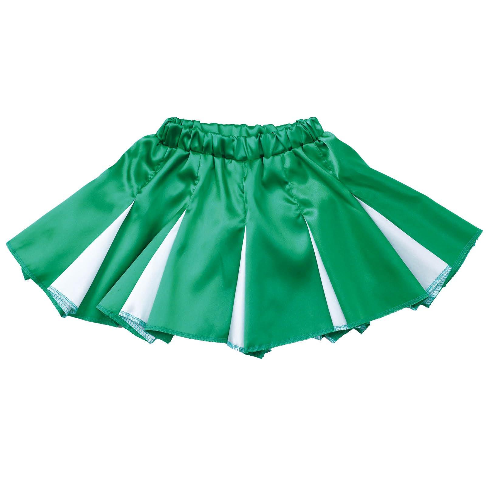 Soft Satin Pleated Skirt Green × White