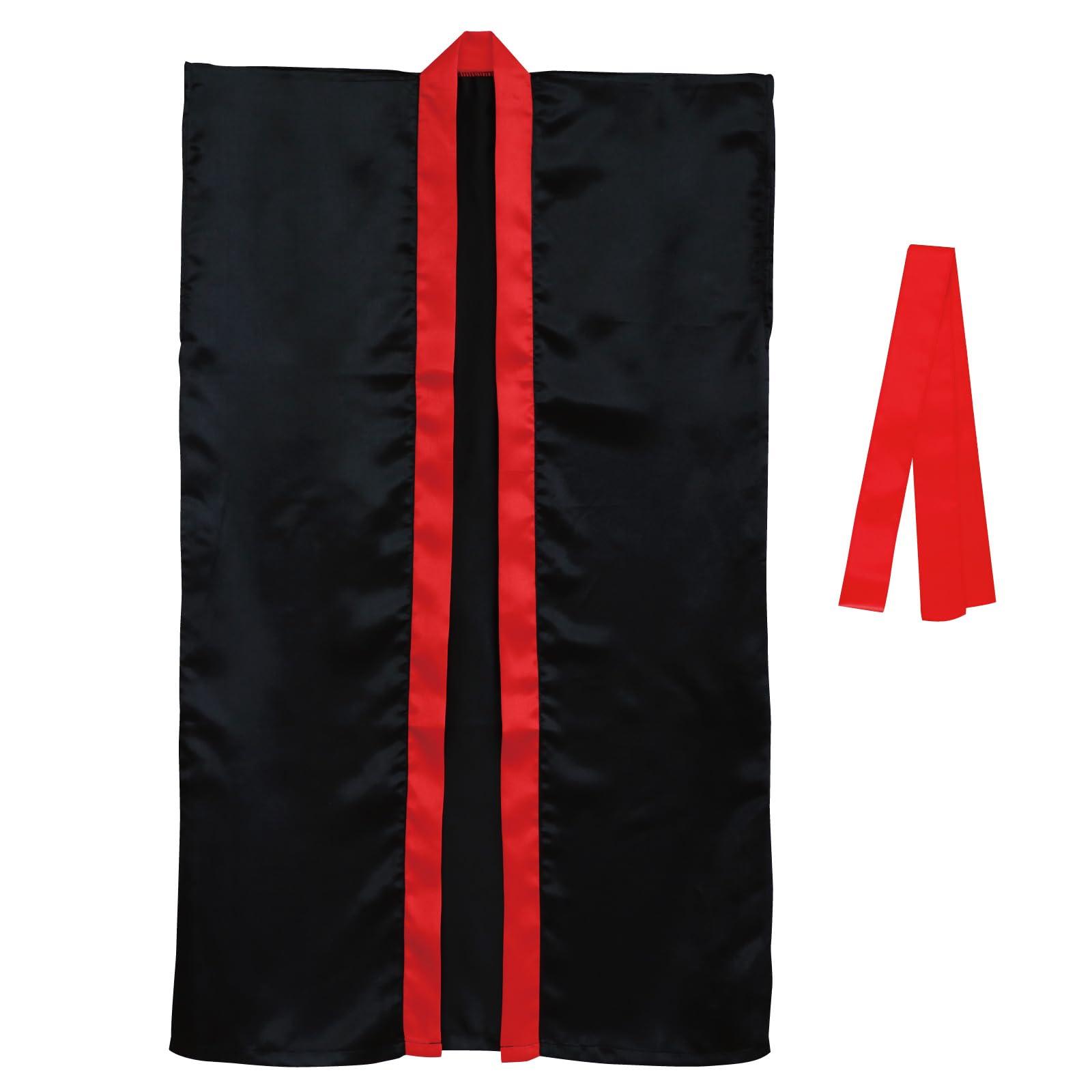Artec Festival/Sports Day Happi Coat Satin Long Happi (with Headband) Black/Red Collar M Size (for Middle School to High School Students) 19090