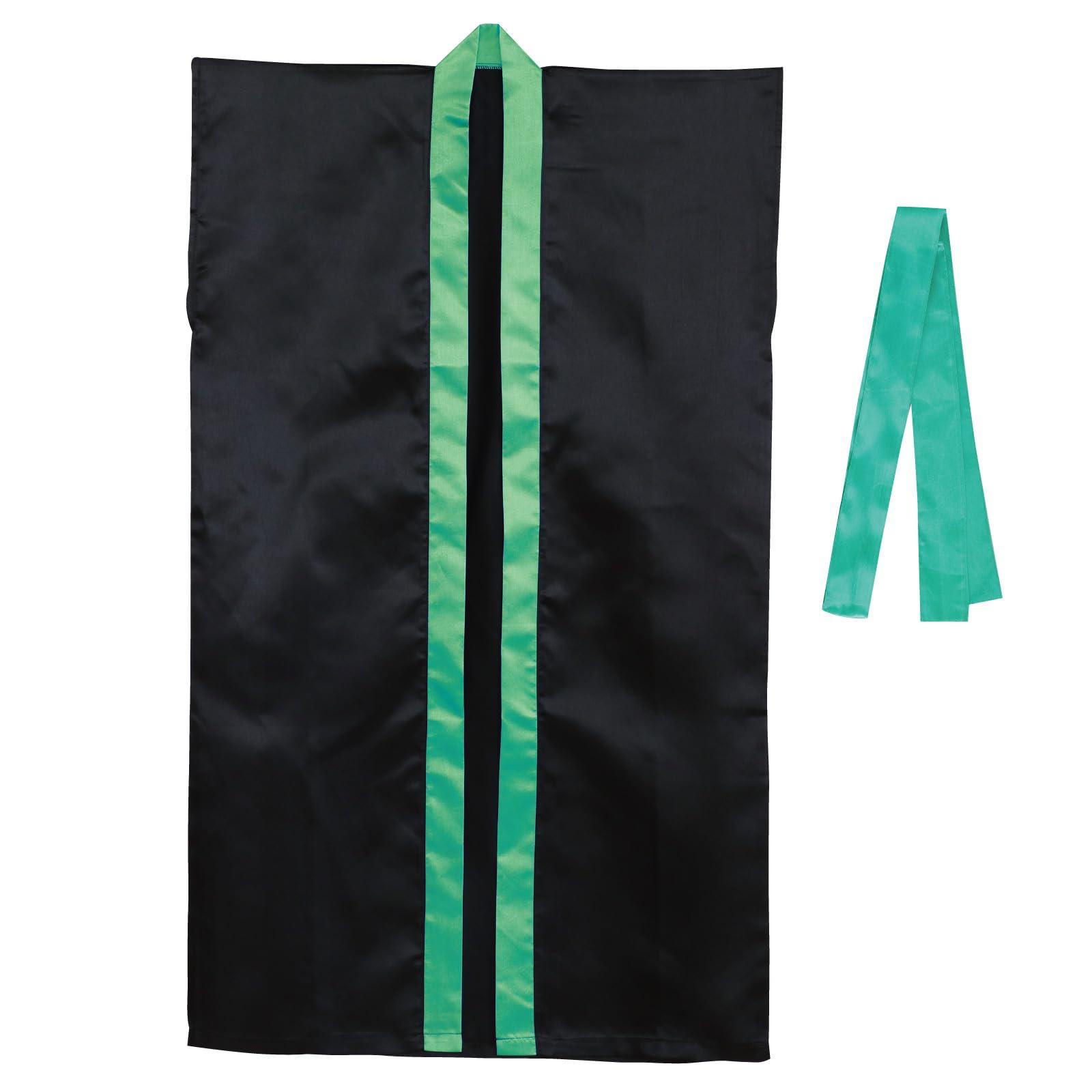 Artec Festival Sports Day Happi Coat Satin Long Happi (with Headband) Black/Green Collar M Size (for Middle School to High School Students) 19093