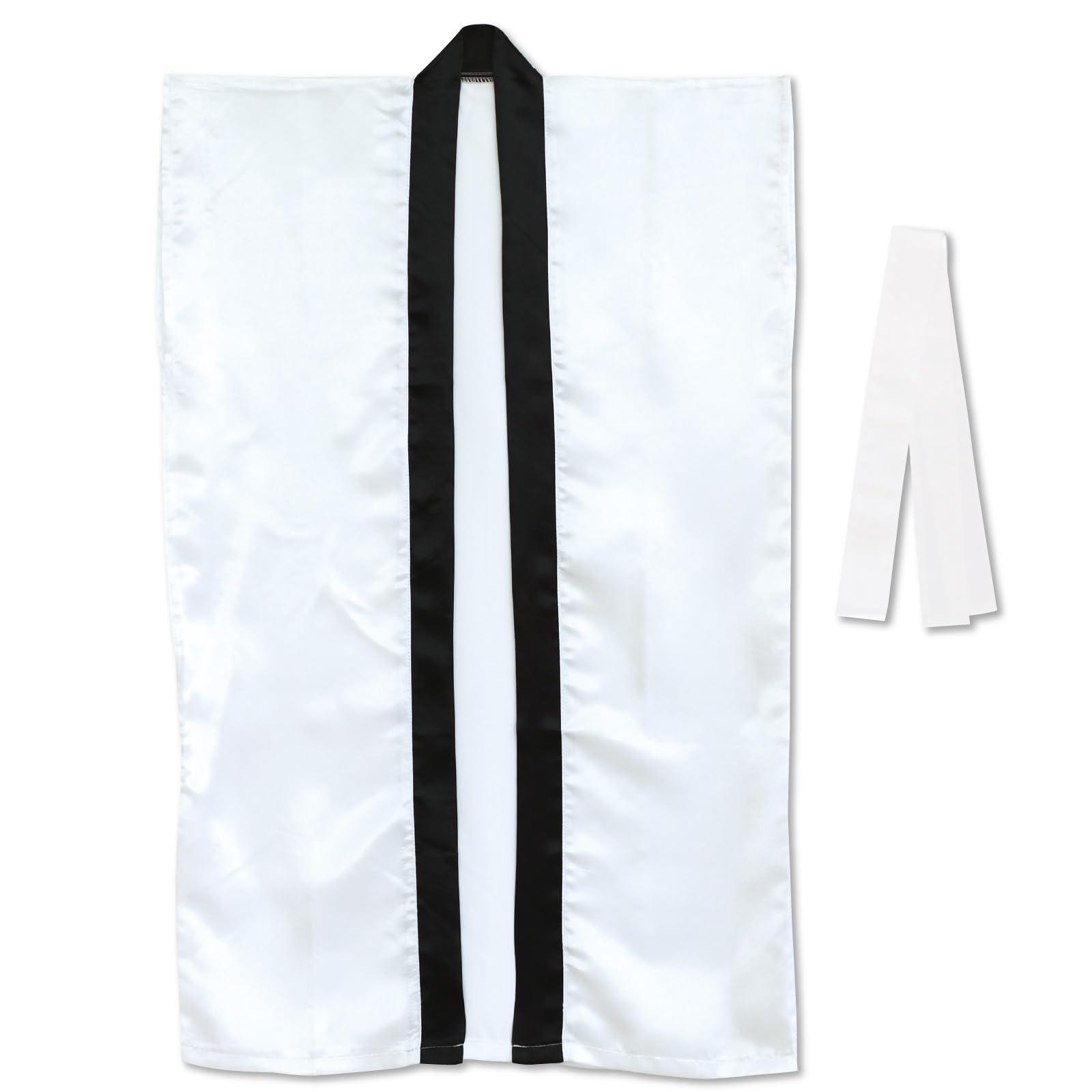 Artec Festival Sports Day Happi Coat Satin Long Happi (with Headband) White M Size (for Middle School to High School Students) 19095