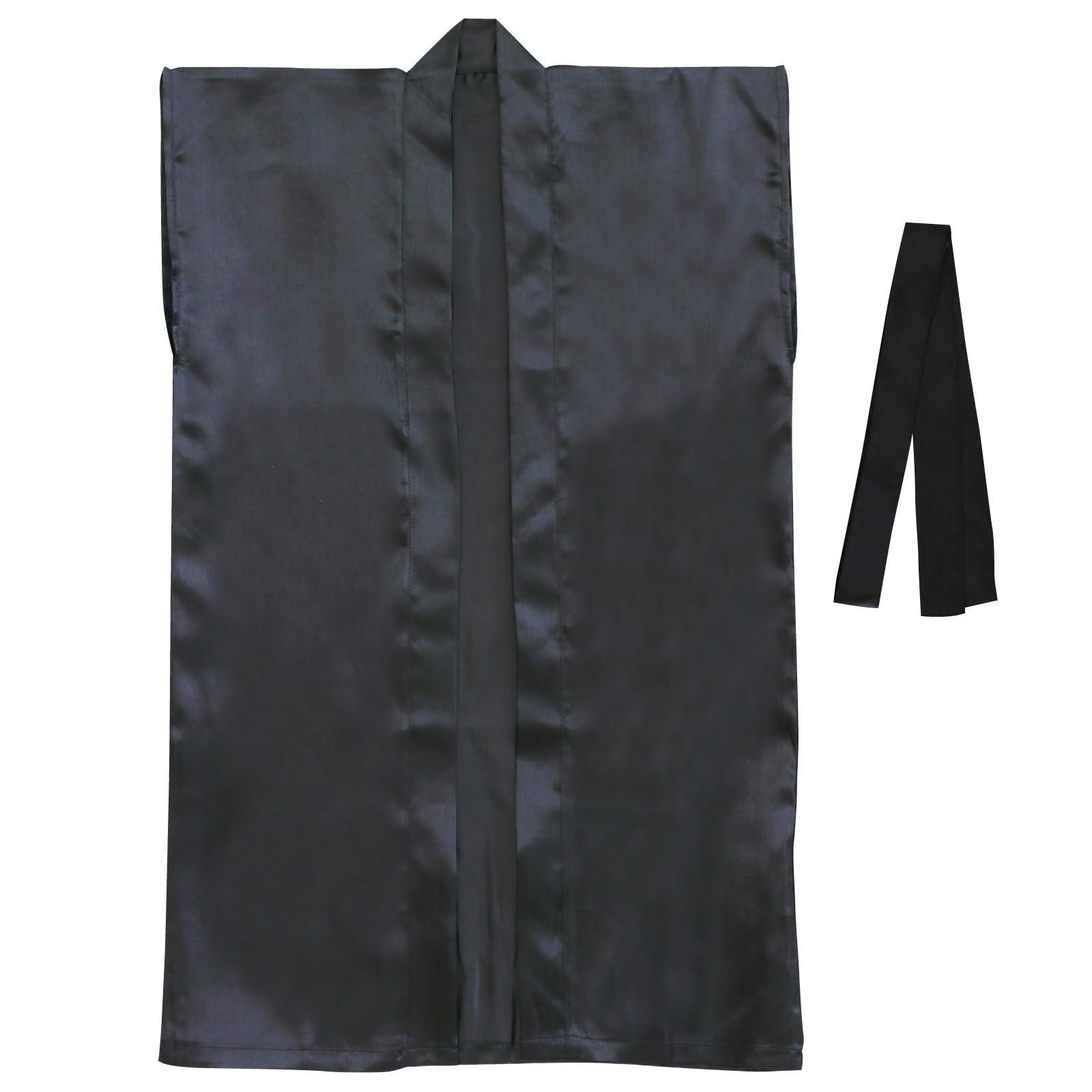 Artec Festival Sports Day Happi Coat Satin Long Happi (with Headband) Black M Size (for Middle School to High School Students) 19096