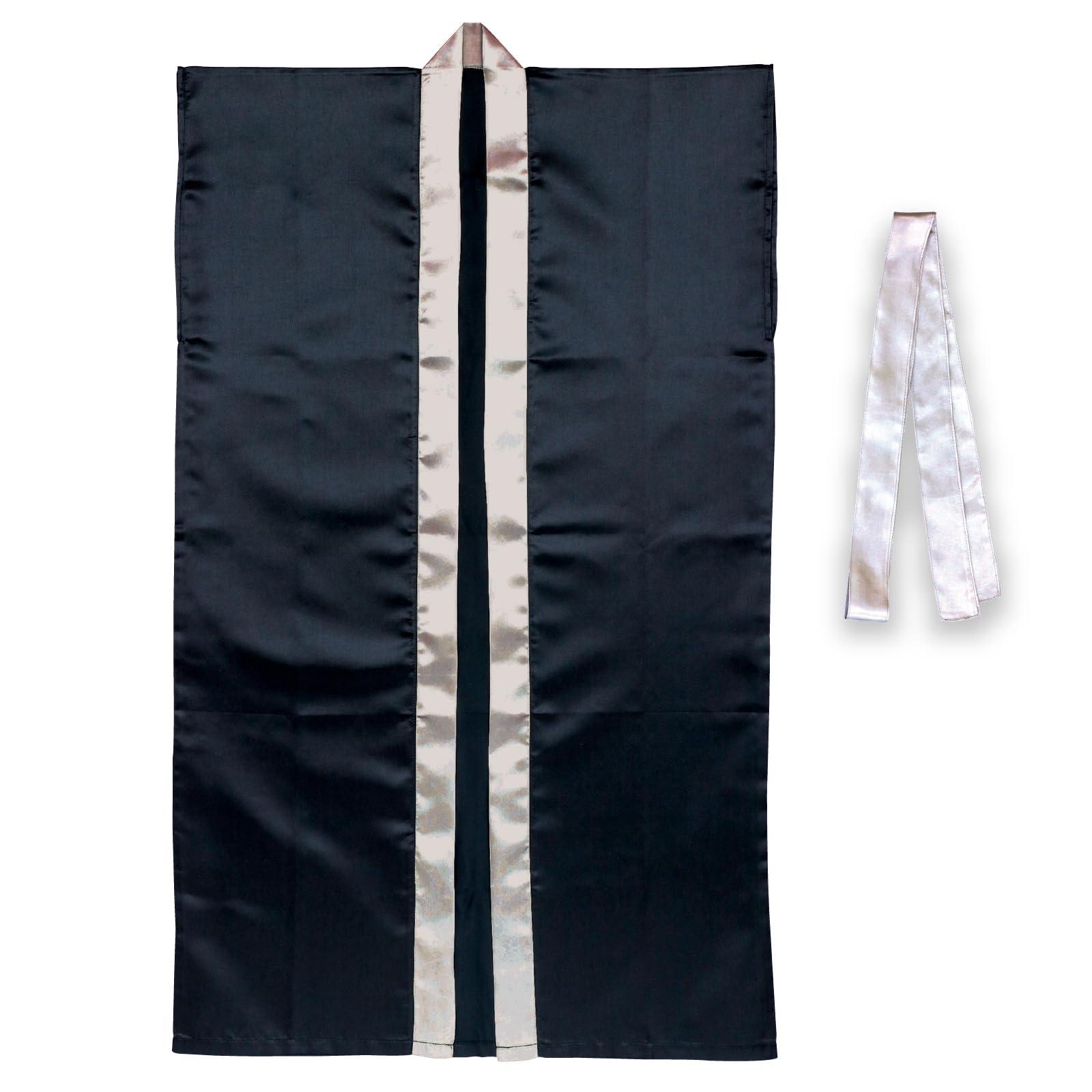 Artec Festival Sports Day Happi Coat Satin Long Happi (with Headband) Black/Silver Collar M Size (for Middle School to High School Students) 19099
