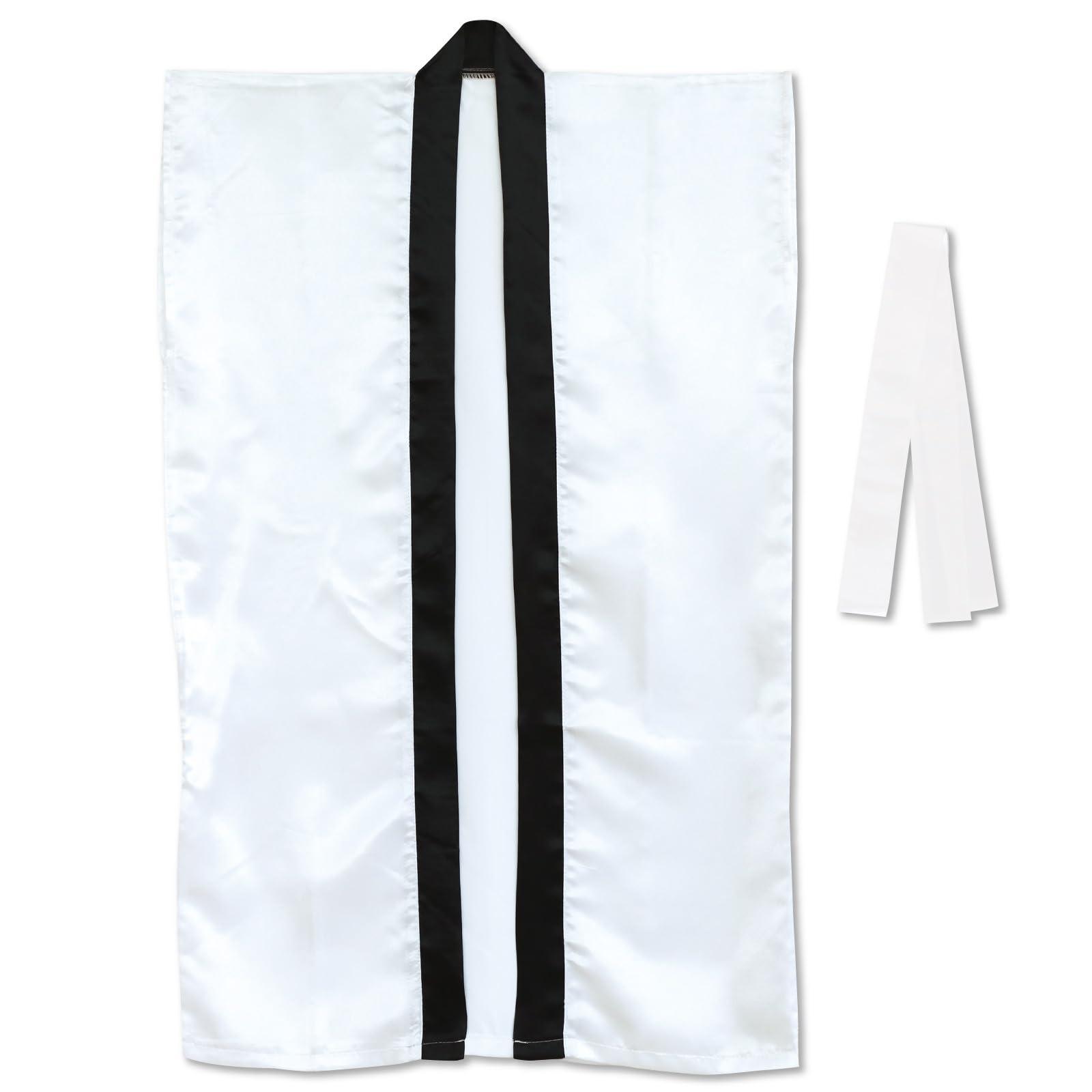 Soft Satin Long Sleeve Shirt White M (with Headband)