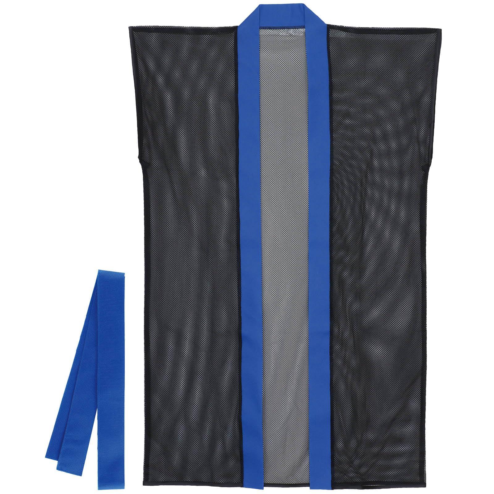 Artec Festival/Sports Day Happi Coat Mesh Long Happi (with Headband) Black/Blue Collar J Size (for Toddlers to Lower Elementary School Children) 19198
