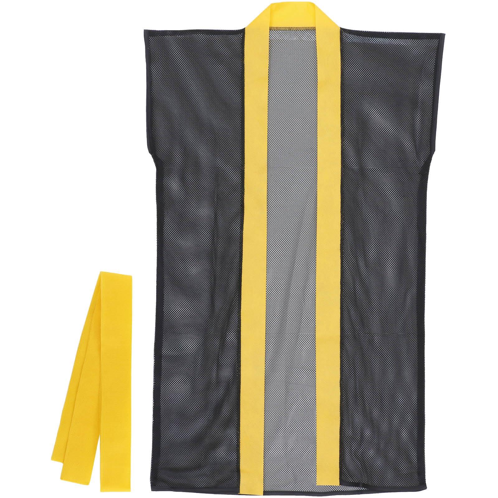 Artec Festival/Sports Day Happi Coat Mesh Long Happi (with Headband) Black/Yellow Collar J Size (for Toddlers to Lower Elementary School Children) 19199