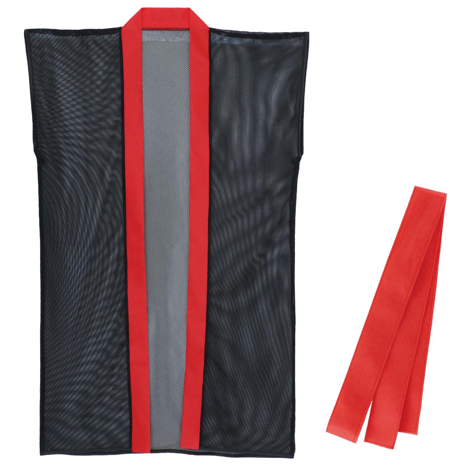 Artec Festival/Sports Day Happi Coat Mesh Long Happi (with Headband) Black/Red Collar S Size (for Upper Elementary to Middle School Students) ¥19,200