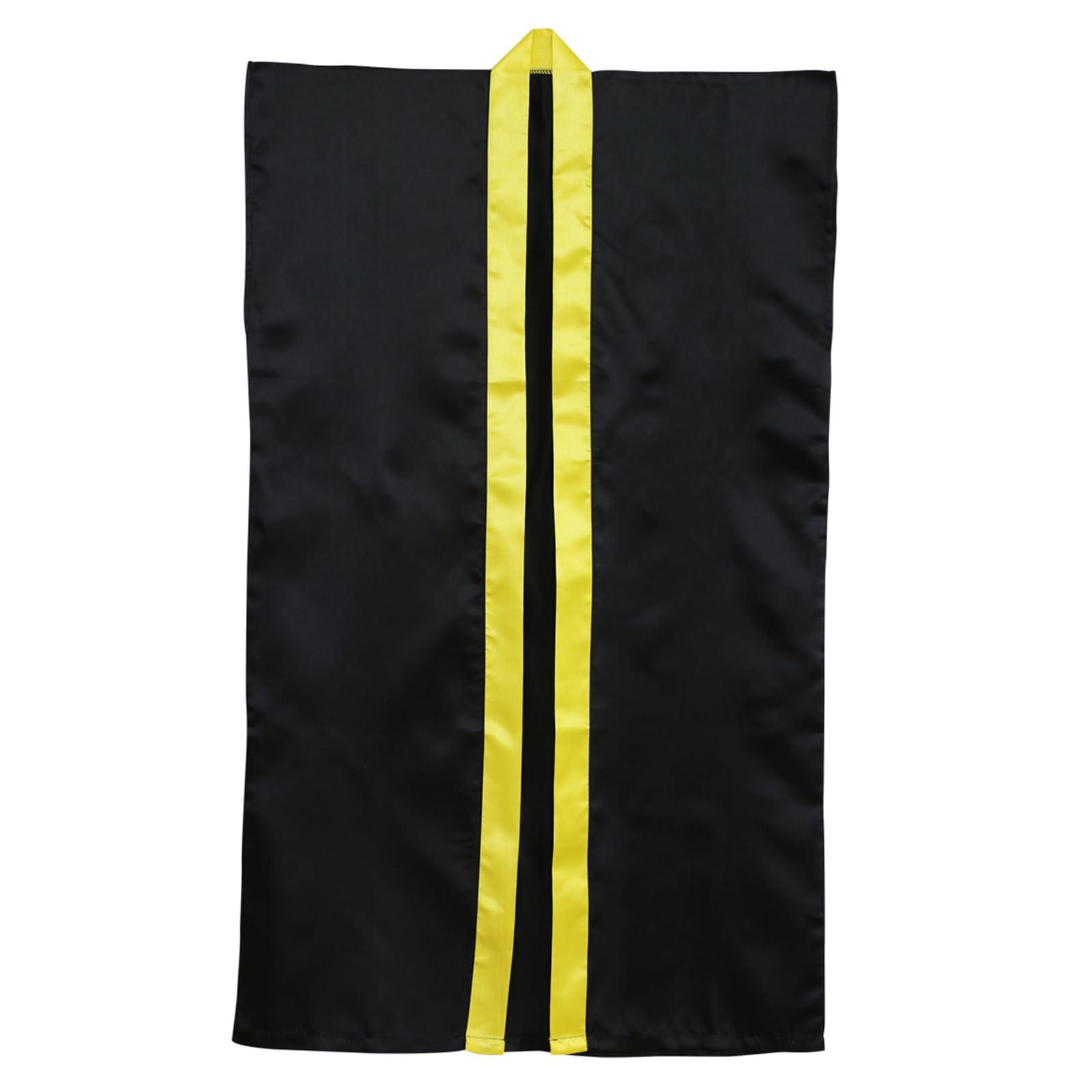 Soft Satin Long Sleeve Black Collar Yellow S