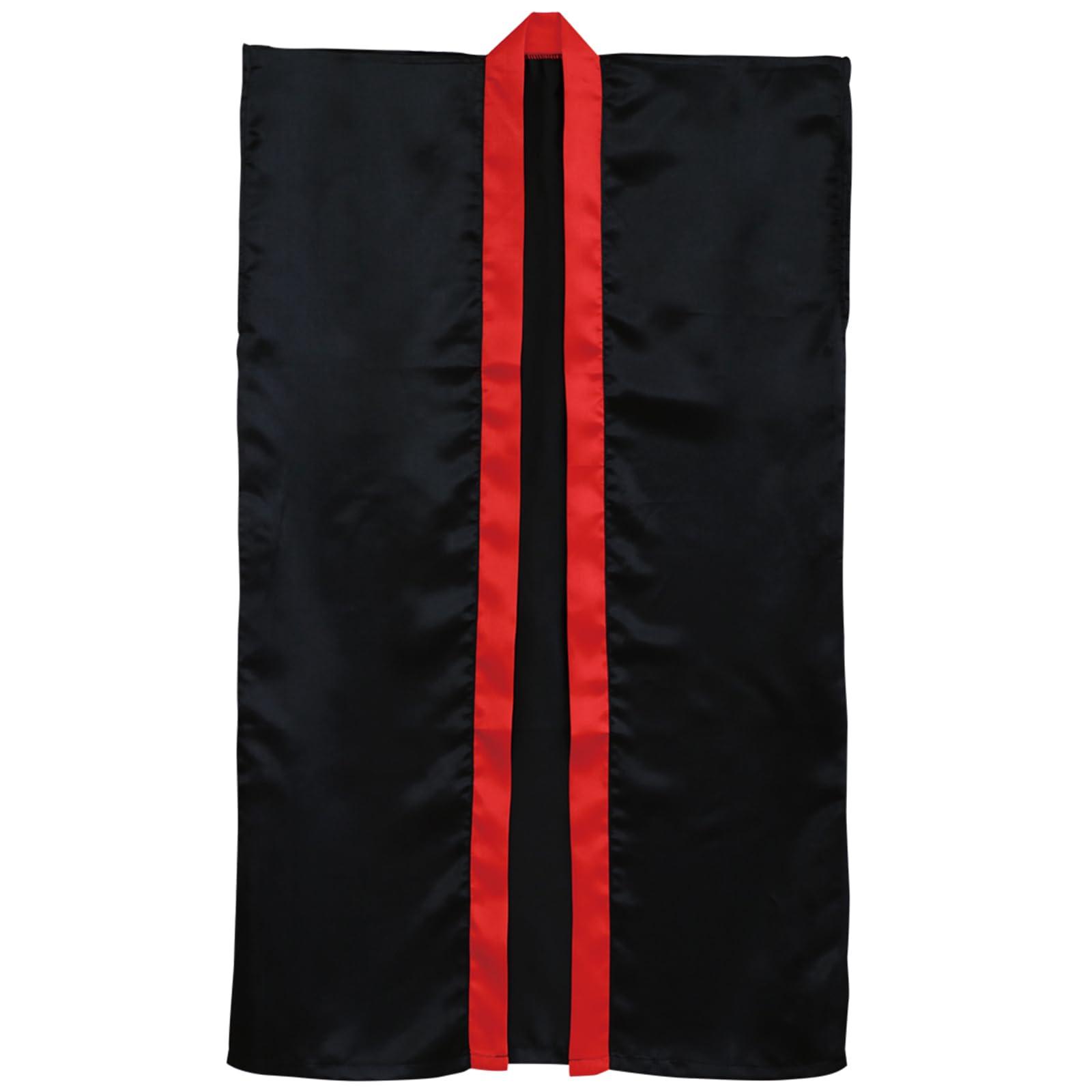 Soft Satin Long Sleeve Black with Red Collar M