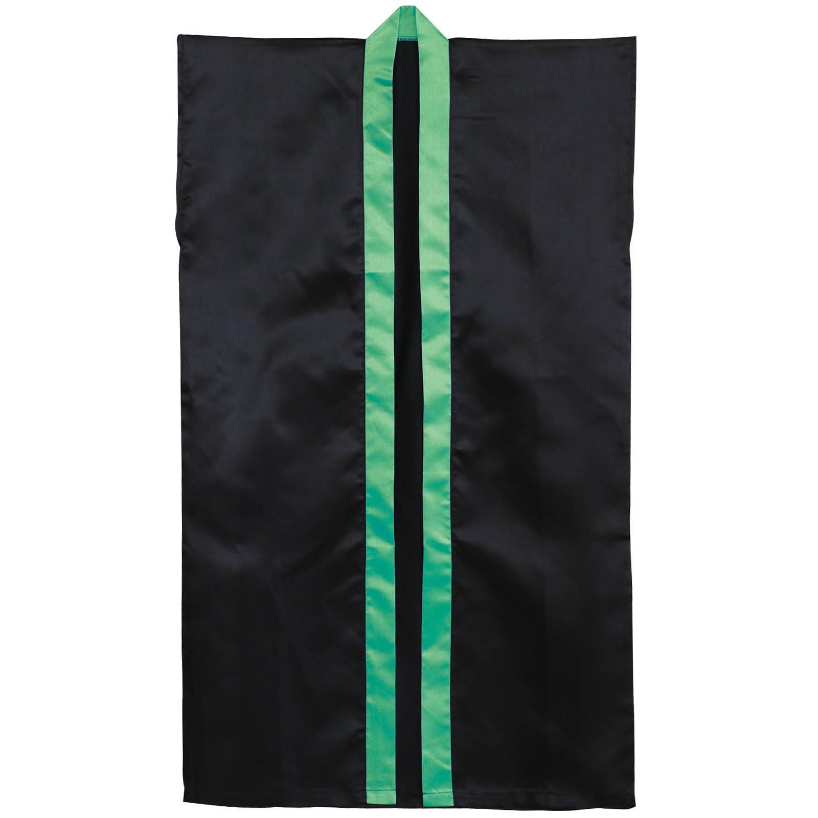 Soft Satin Long Sleeve Black Collar Green L