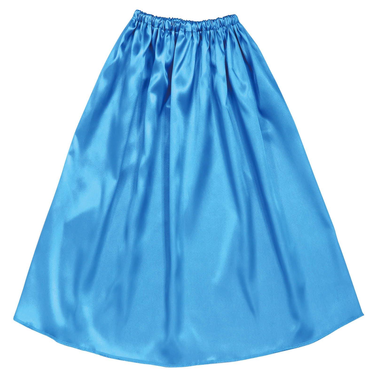 Soft Satin Mantle Skirt Straight Long Blue