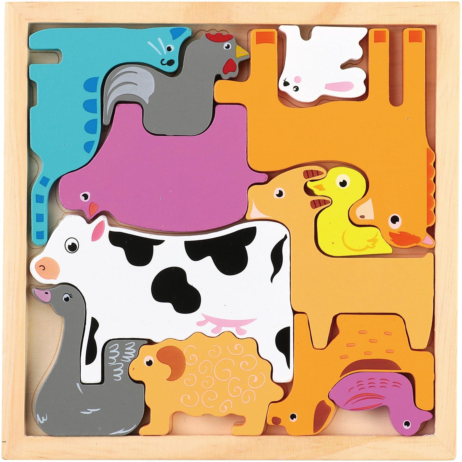 Wooden Square Puzzle: Farm Animals