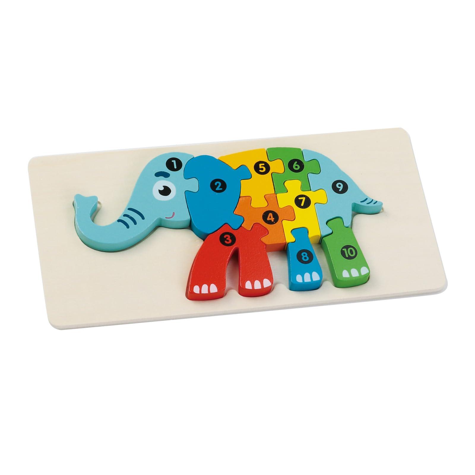 Wooden Number Puzzle Elephant