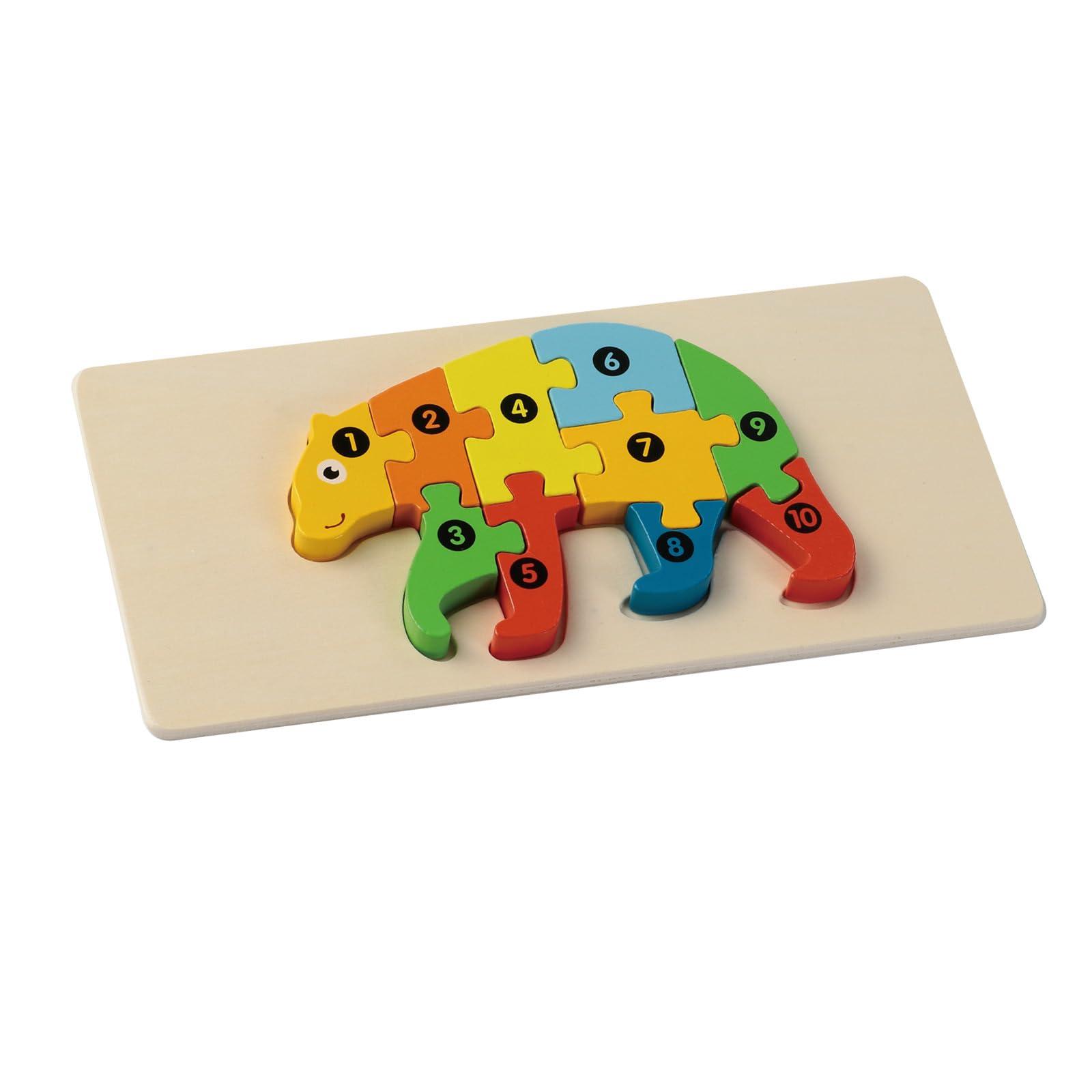 Wooden Number Puzzle Bear