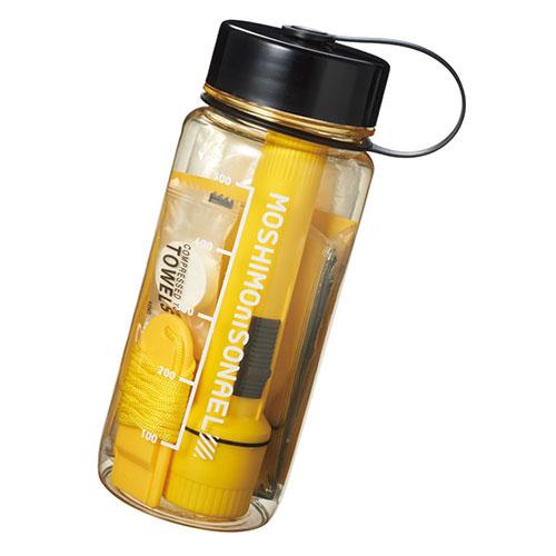 Disaster Preparedness Stockpile Bottle 7-Piece Set (Bottle, Compressed Towel, Aluminum Sheet, LED Light, Poncho, Whistle, Disaster Preparedness Book) SP-36102