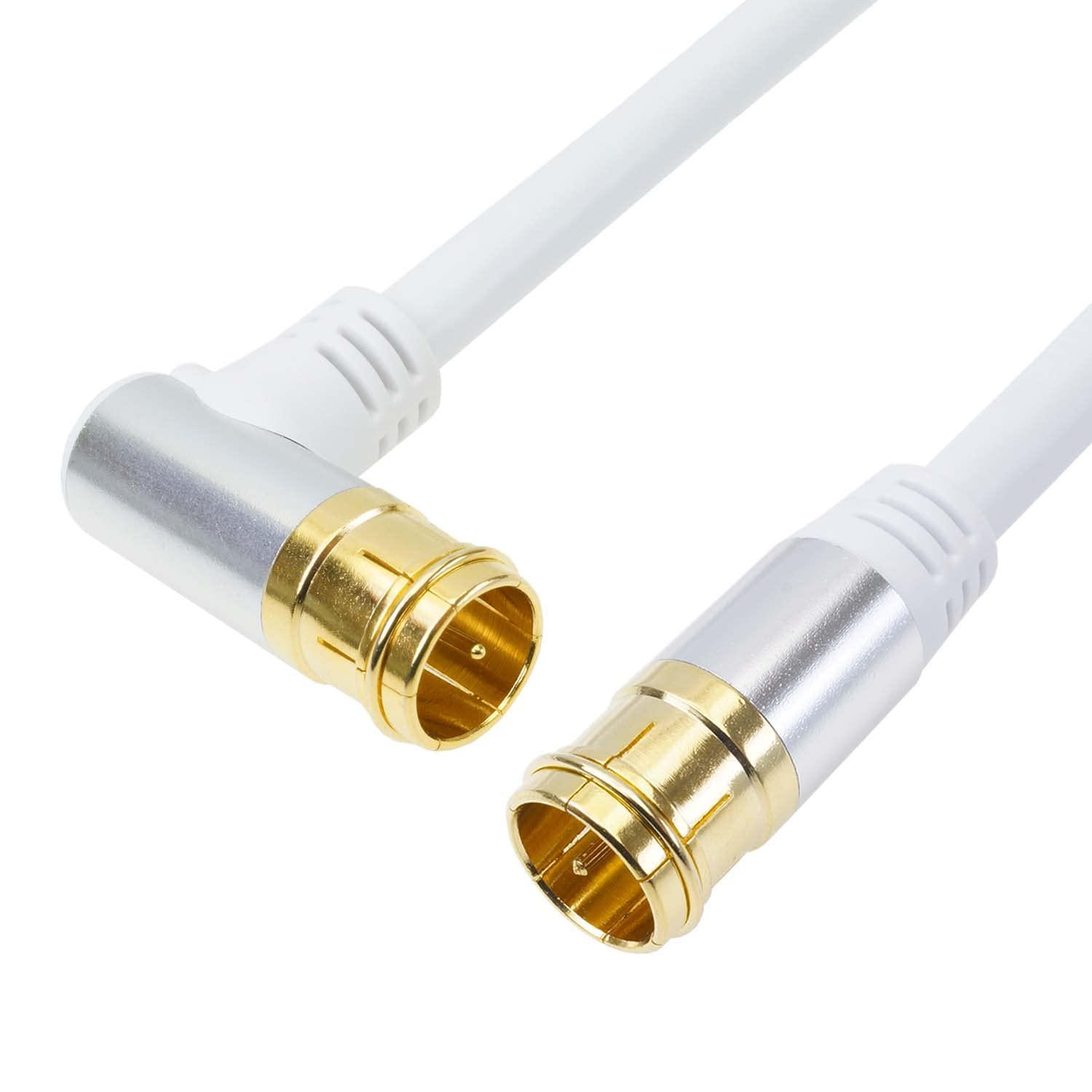Horick Antenna Cable 1.5m 4K/8K/BS/CS/Terrestrial Digital/CATV Compatible S-4C-FB Coaxial L-Shaped Plug-in Type - Plug-in Type Aluminum Head White AC15-394WH