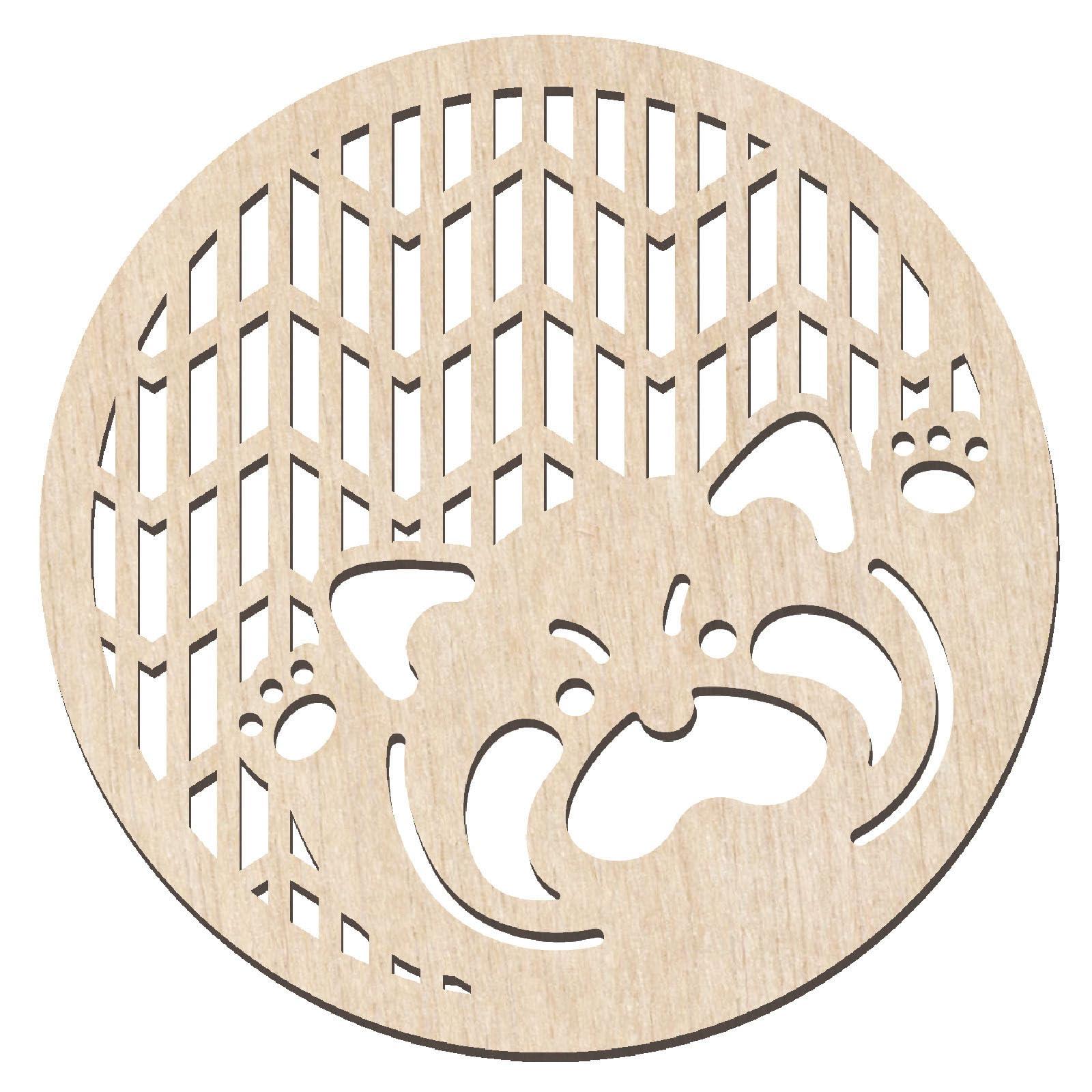 Wooden Coaster φ100mm Lesser Panda