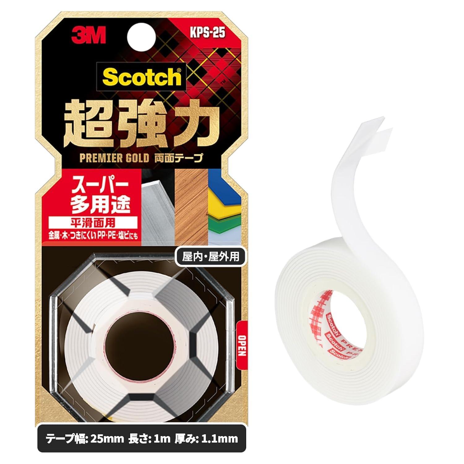 3M Scotch® Super Strong Double-Sided Tape Premier Gold Super Multi-Purpose 25mm x 1m 1 Roll KPS-25