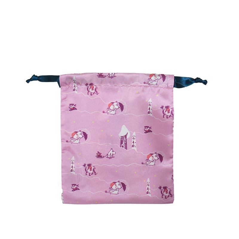 MOOMIN Ribbon Drawstring Pouch/Pattern Purple